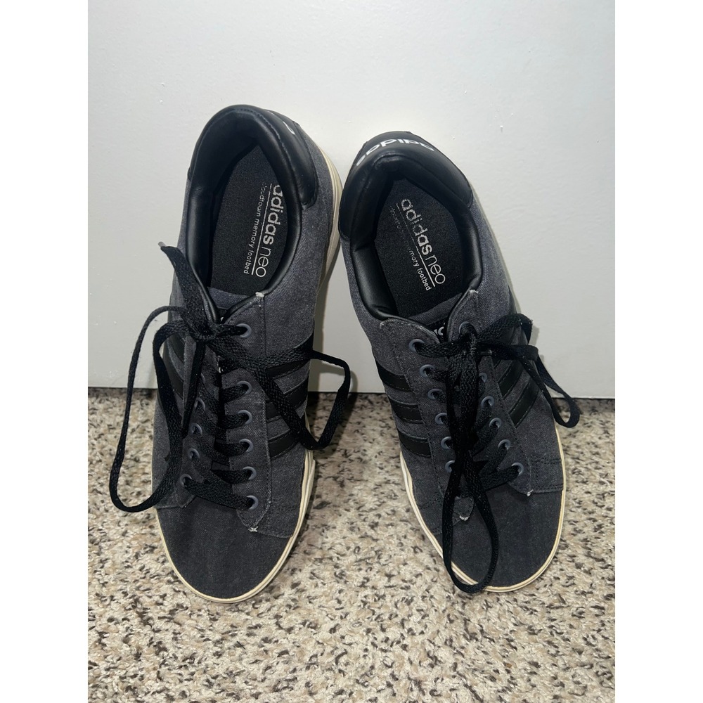 Adidas Neo Cloudfoam Men Dark Gray Canvas Low Top Sneakers AW4594 - Picture 11 of 11